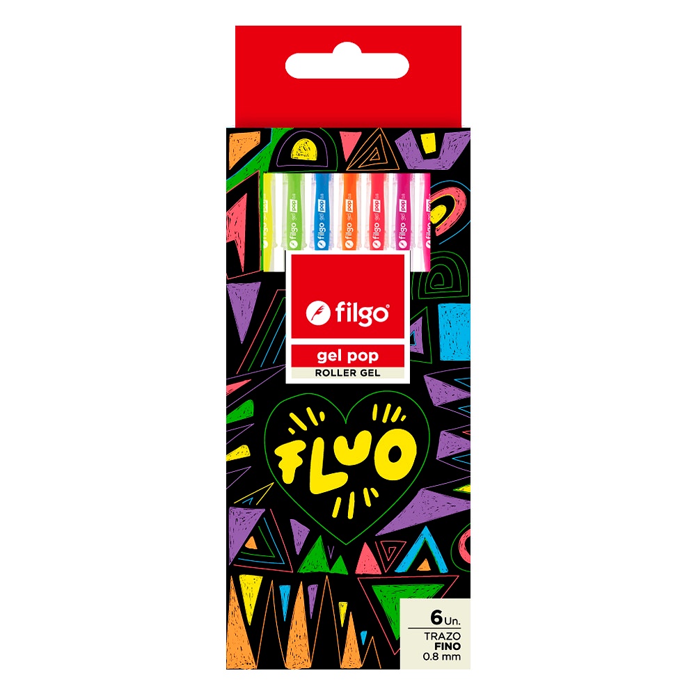 Bolígrafo Gel Pop Fluo x6 Filgo