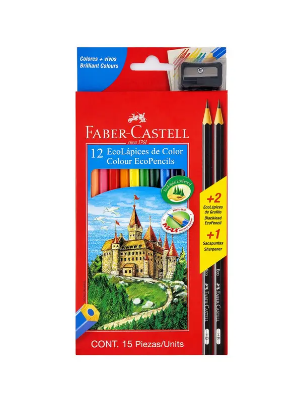 Set Lápices de Colores x12+2 HB con Sacapuntas Faber-Castell