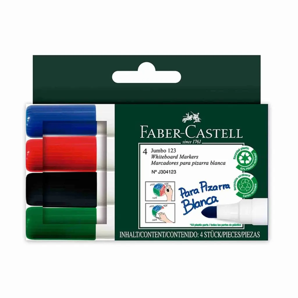 Marcadores Pizarra Jumbo 123 x4 Faber-Castell