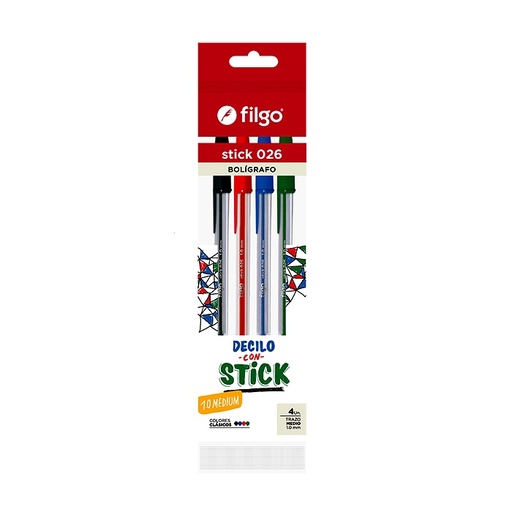 [13112064] Bolígrafo Stick Flow x4 Filgo
