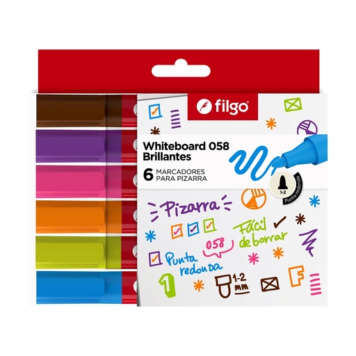 [34911194] Marcadores Pizarra Colores x6 Filgo