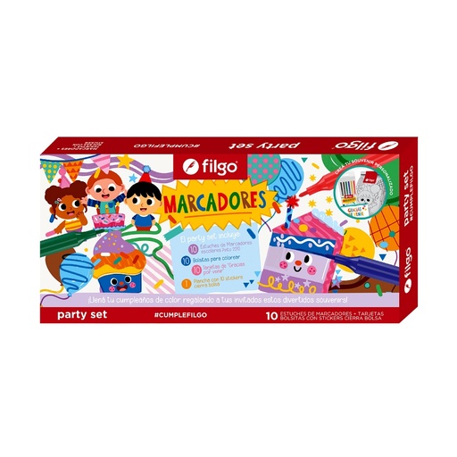 [98578817] Party Set x10 con Marcadores Filgo