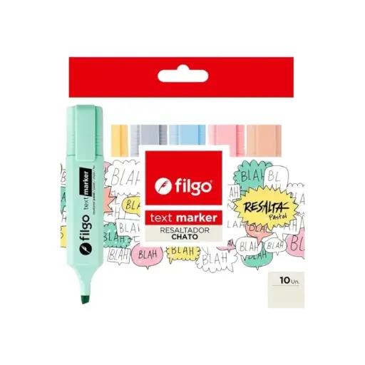 [19250216] Resaltador Chato Pastel x10 Filgo