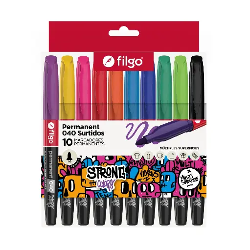 [60554745] Marcadores Permanentes Colores x10 Filgo