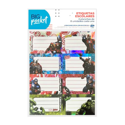 [32662505] Etiquetas para Cuaderno Avengers x16 Big Life