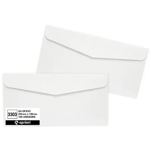 [80686328] Sobre Blanco 3/4 Oficio 12x23,5cm x1 Apriori