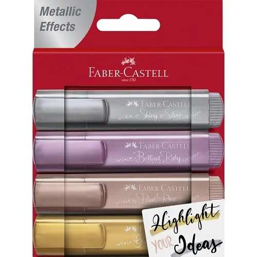 [18641941] Set Resaltador Chato Metalizado x4 Faber-Castell