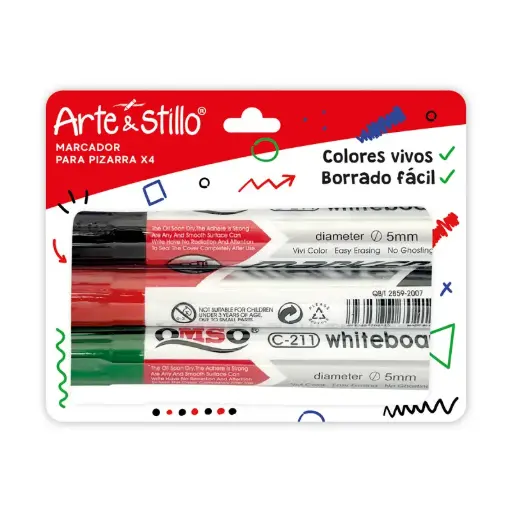 [75642237] Marcadores Pizarra Clásico x4 Arte & Stilo