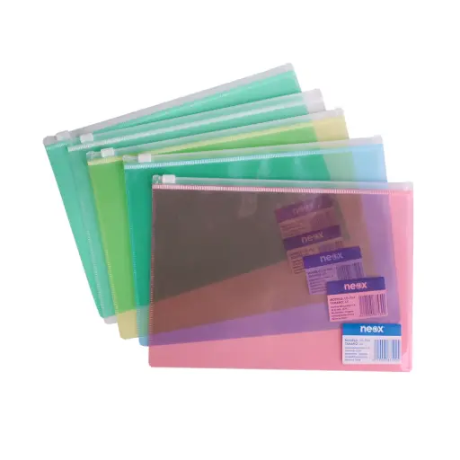 [93181574] Sobre A5 Cierre Zipper Transparente Neox