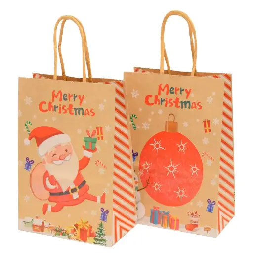 [43118652] Bolsa Kraft Mediana Navideña con Asa x1