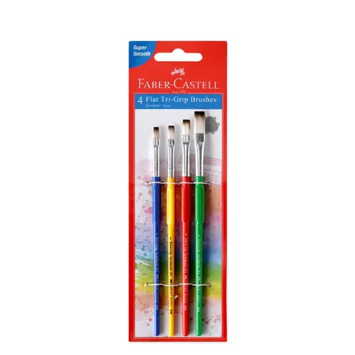[54182221] Pinceles Chatos Tri-Grip Faber-Castell x4
